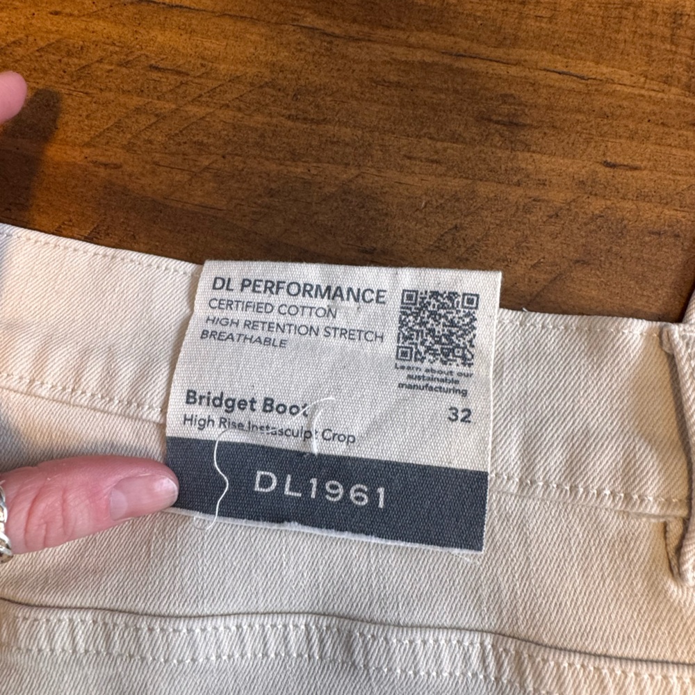DL1961 Bridget Boot High Rise Instasculpt Crop Jeans Khaki color- NWT - Picture 9 of 11